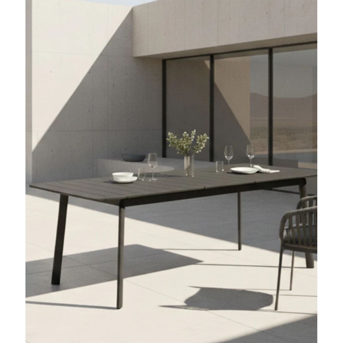DECORUGZ - Mesa Comedor de Terraza Extensible Aluminio Grande Gris