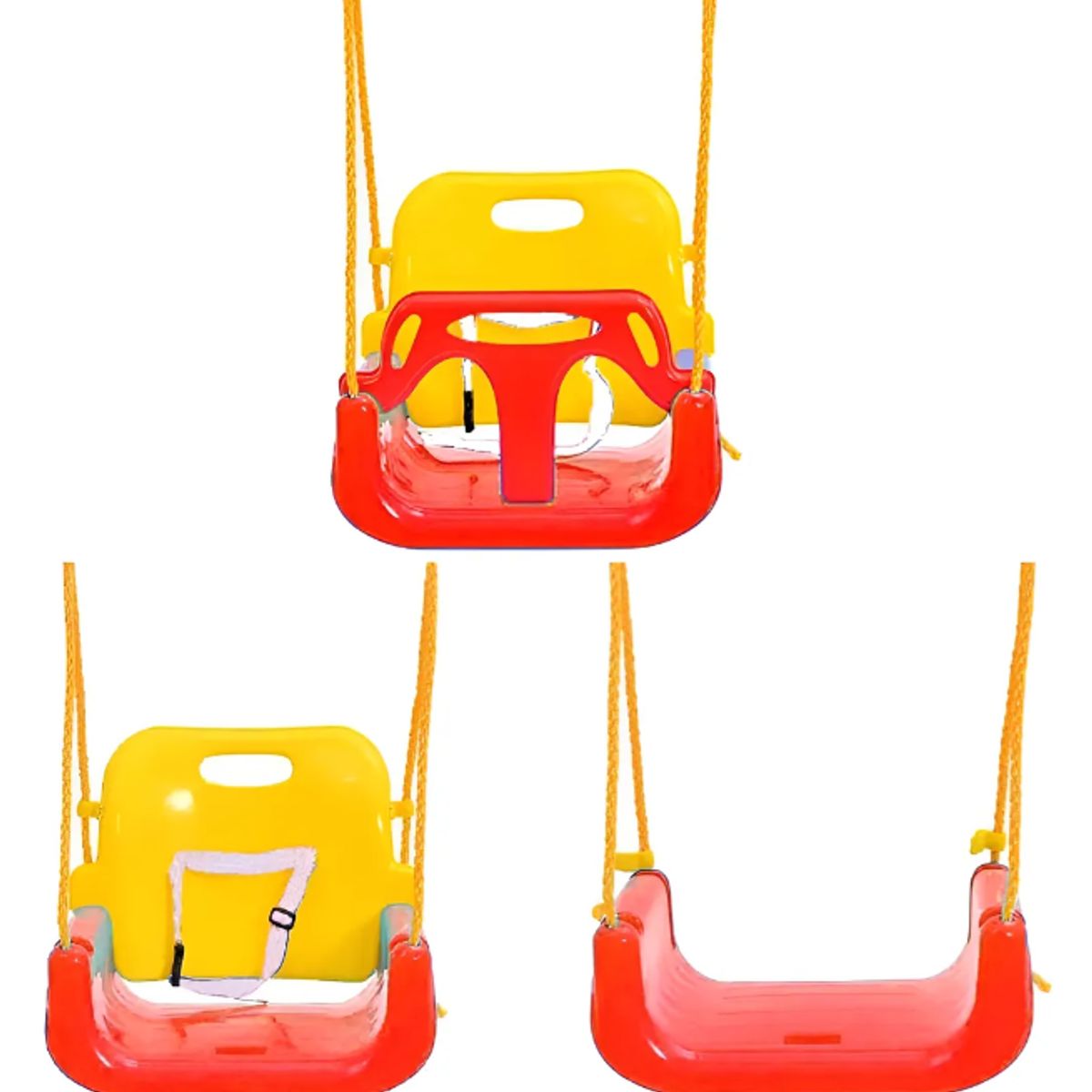 GENERICO - Columpio Infantil 3 en 1 Ajustable Portátil con Arnés y Cuerdas Rojo