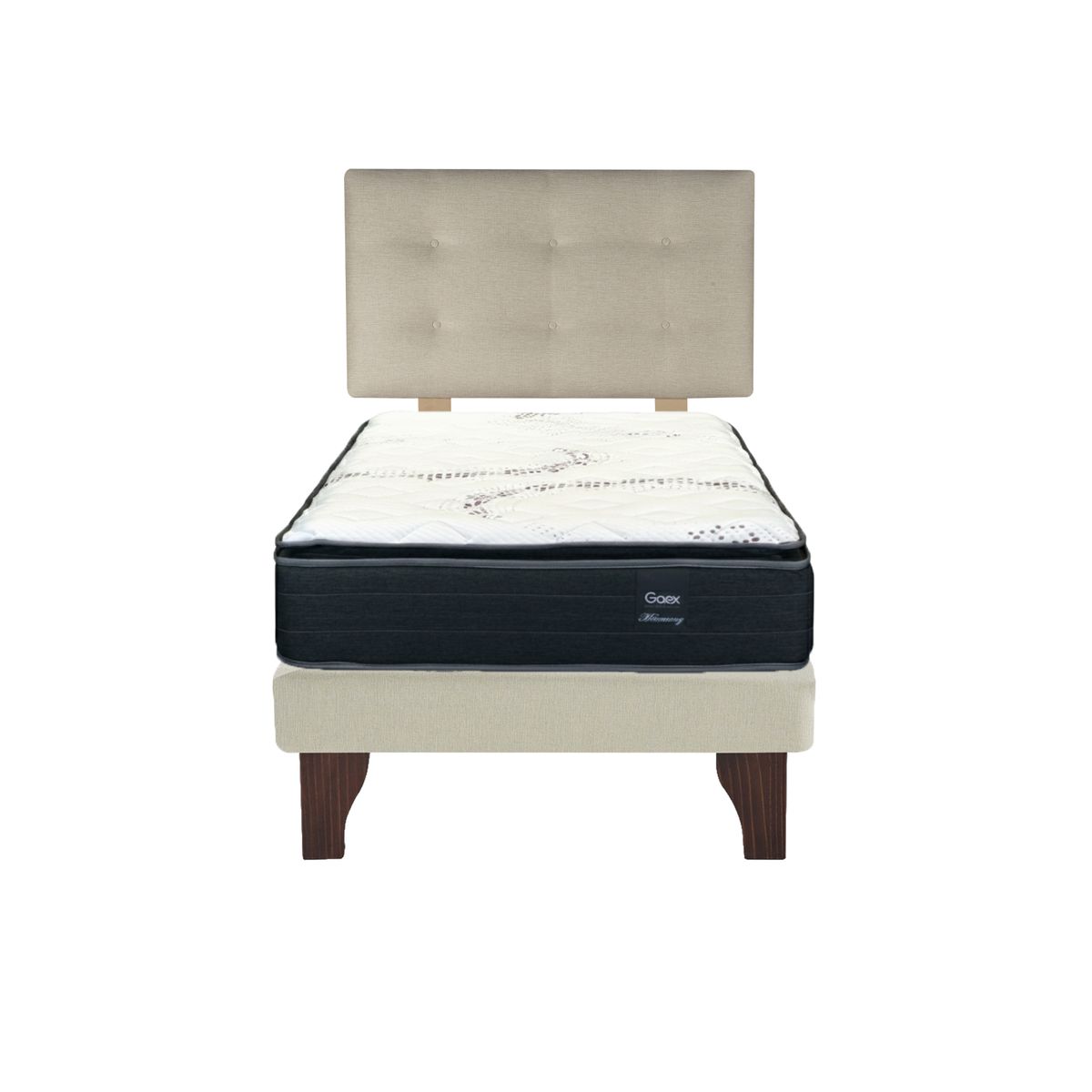 GAEX - Cama Europea 1.5 Plaza 190 Plus Respaldo Berna