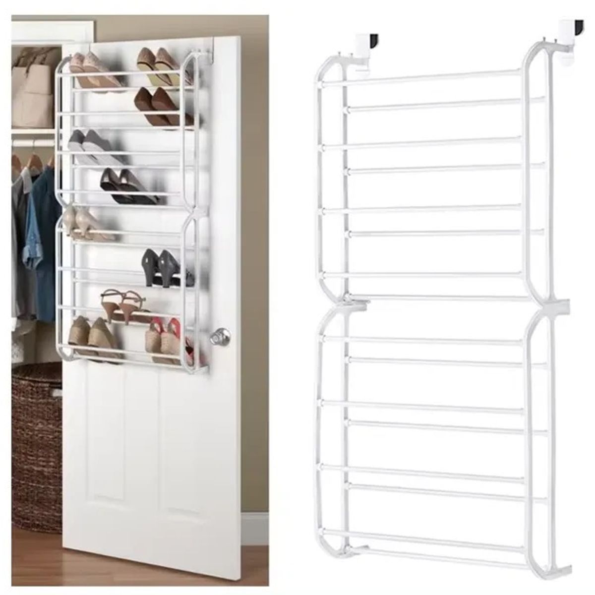 GENERICO - Zapatero Colgante 24 Pares Blanco Organizador De Zapatos Puerta Negro