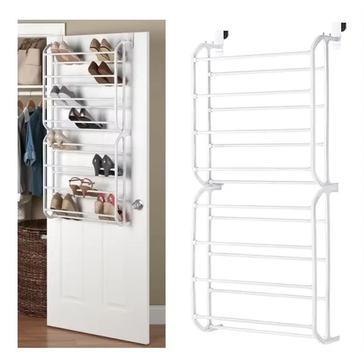 GENERICO - Zapatero Colgante 24 Pares Blanco Organizador De Zapatos Puerta Negro