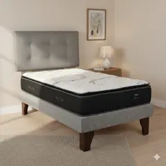 GAEX - Cama Europea 1.5 Plaza 190 Plus Respaldo Berna