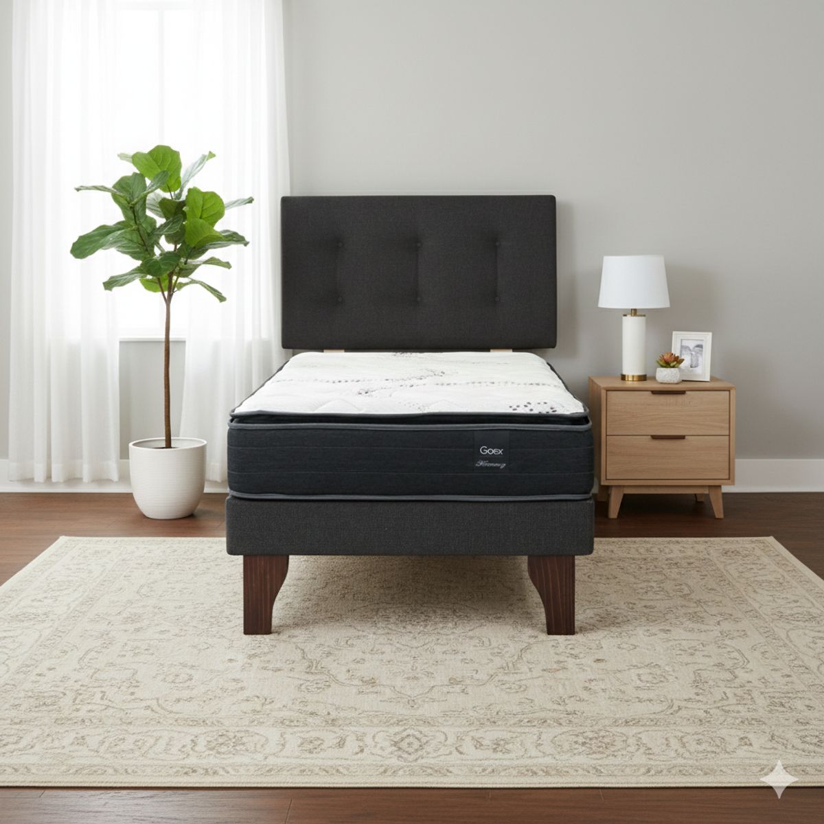 GAEX - Cama Europea 1.5 Plaza 190 Plus Respaldo Berna