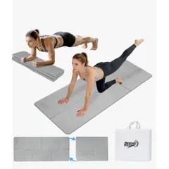 GENERICO - Colchoneta Mat Yoga Deportiva Plegable Tpe Grueso 8mm Bolso Gris