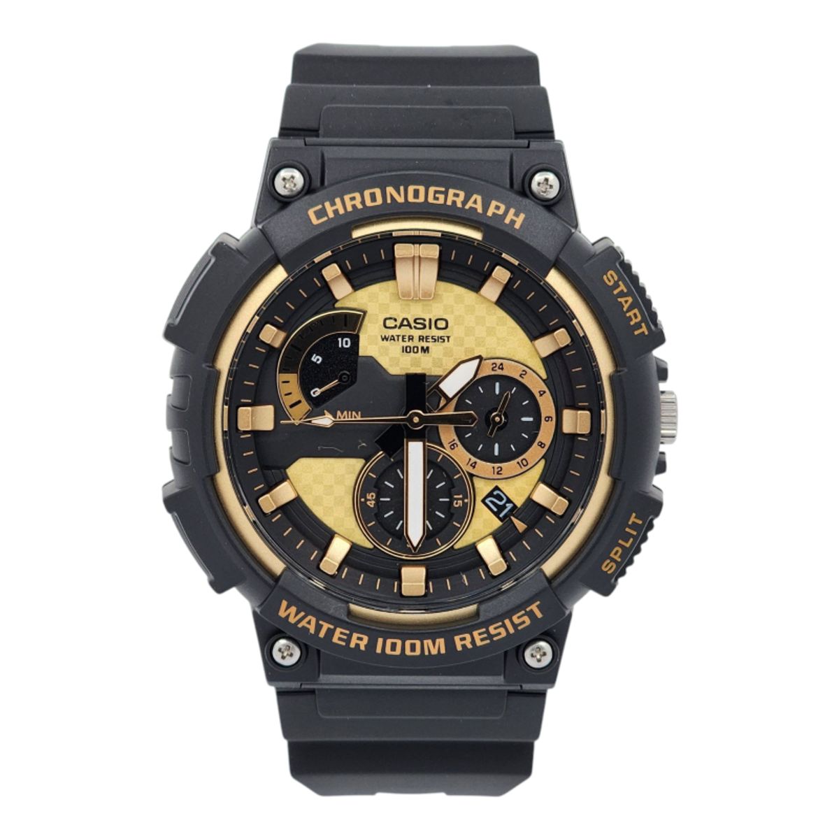 CASIO - Reloj Casio caballero MCW-200H-9AV correa resina negro fondo dorado
