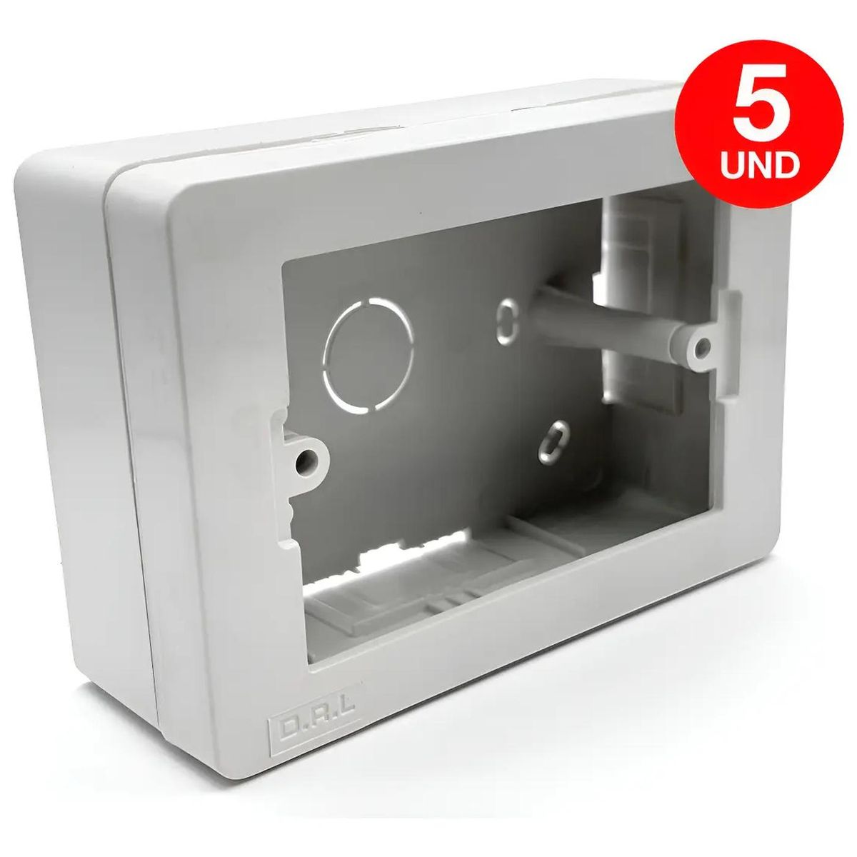 DRL - Pack 5 Caja Chuqui Sobrepuesta Pvc Ctornillos Certificada Blanco