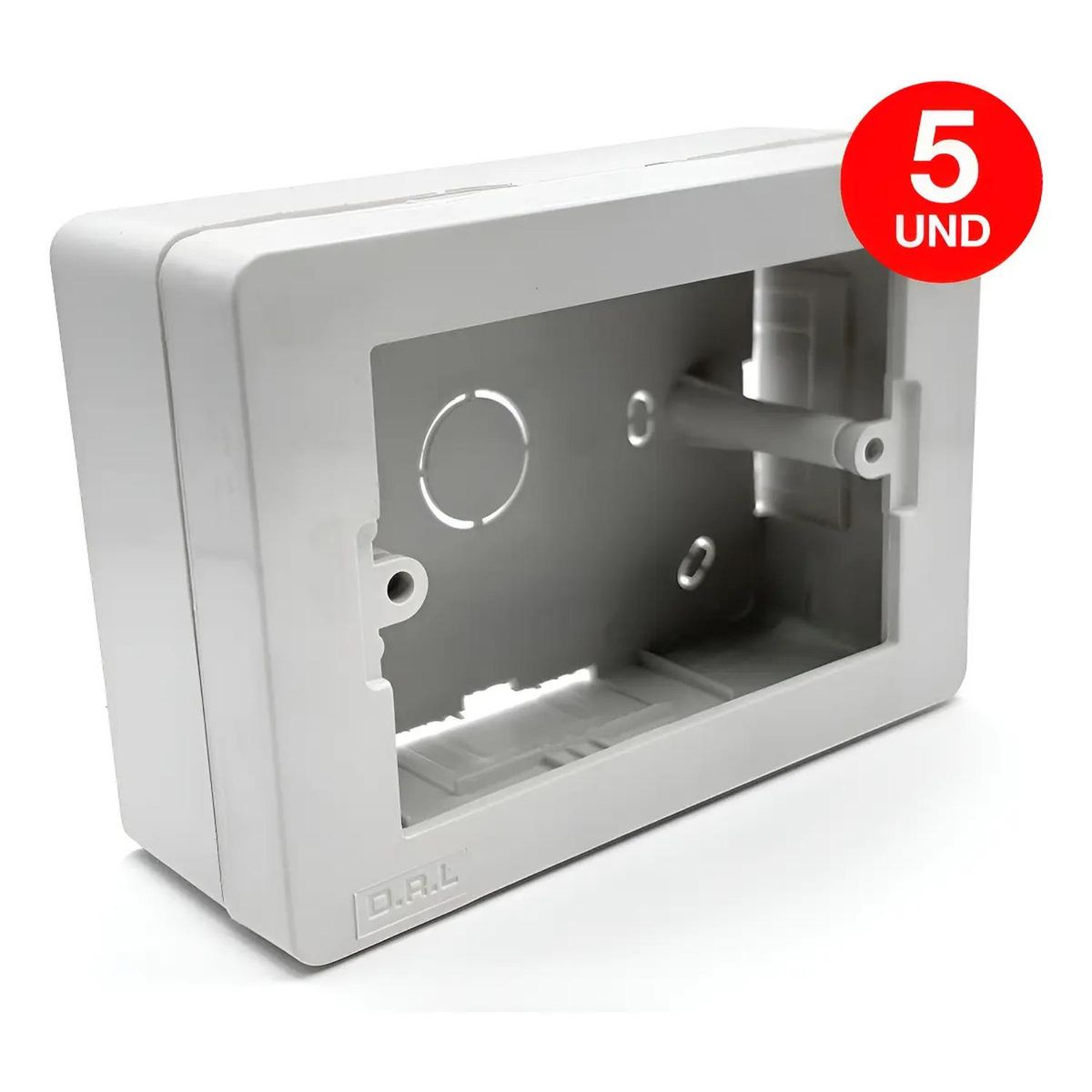 DRL - Pack 5 Caja Chuqui Sobrepuesta Pvc Ctornillos Certificada Blanco