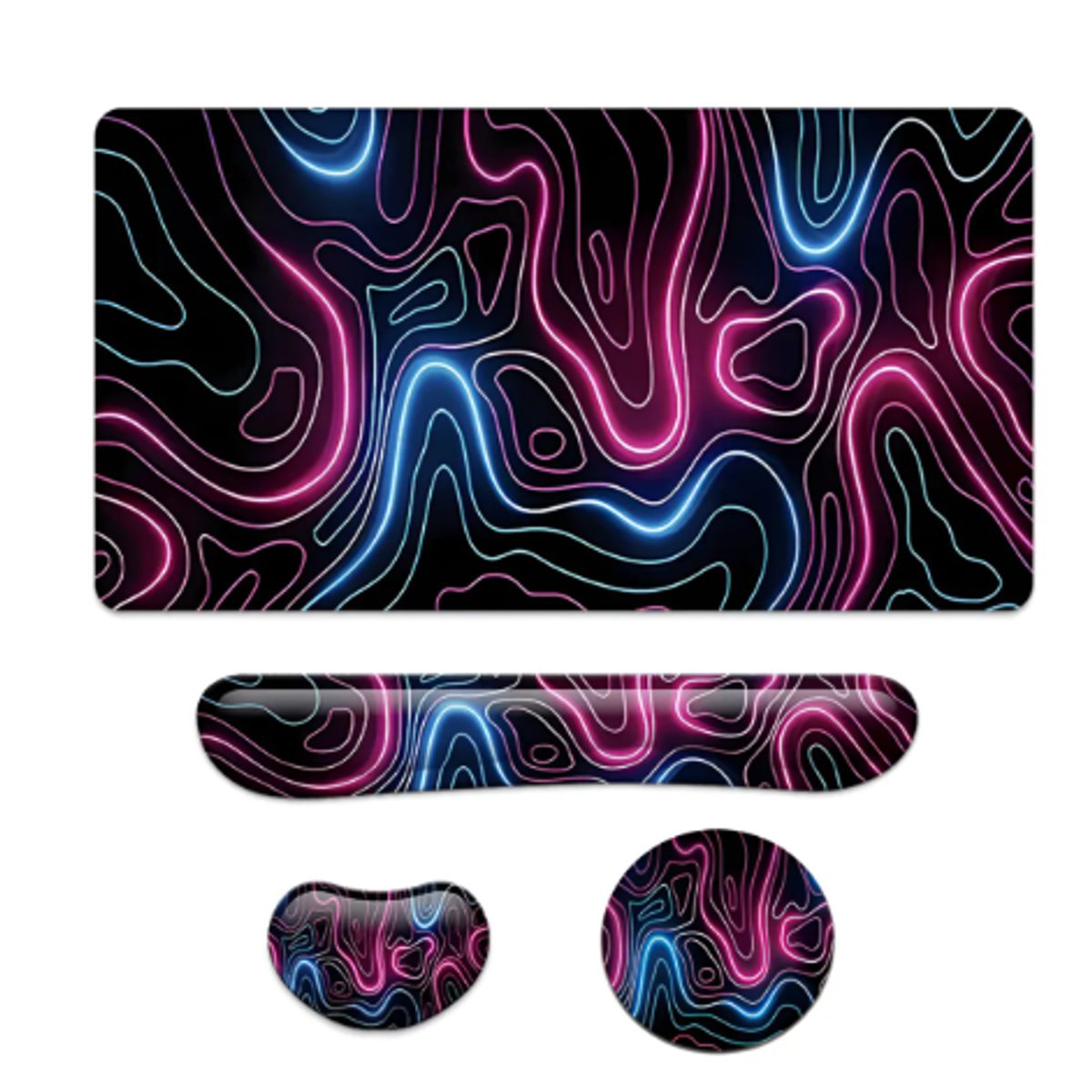 GENERICO - Set 4 Mouse Pad Gamer Grande ,reposamuñecas Teclado Ratón Negro