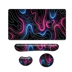 GENERICO - Set 4 Mouse Pad Gamer Grande ,reposamuñecas Teclado Ratón Negro