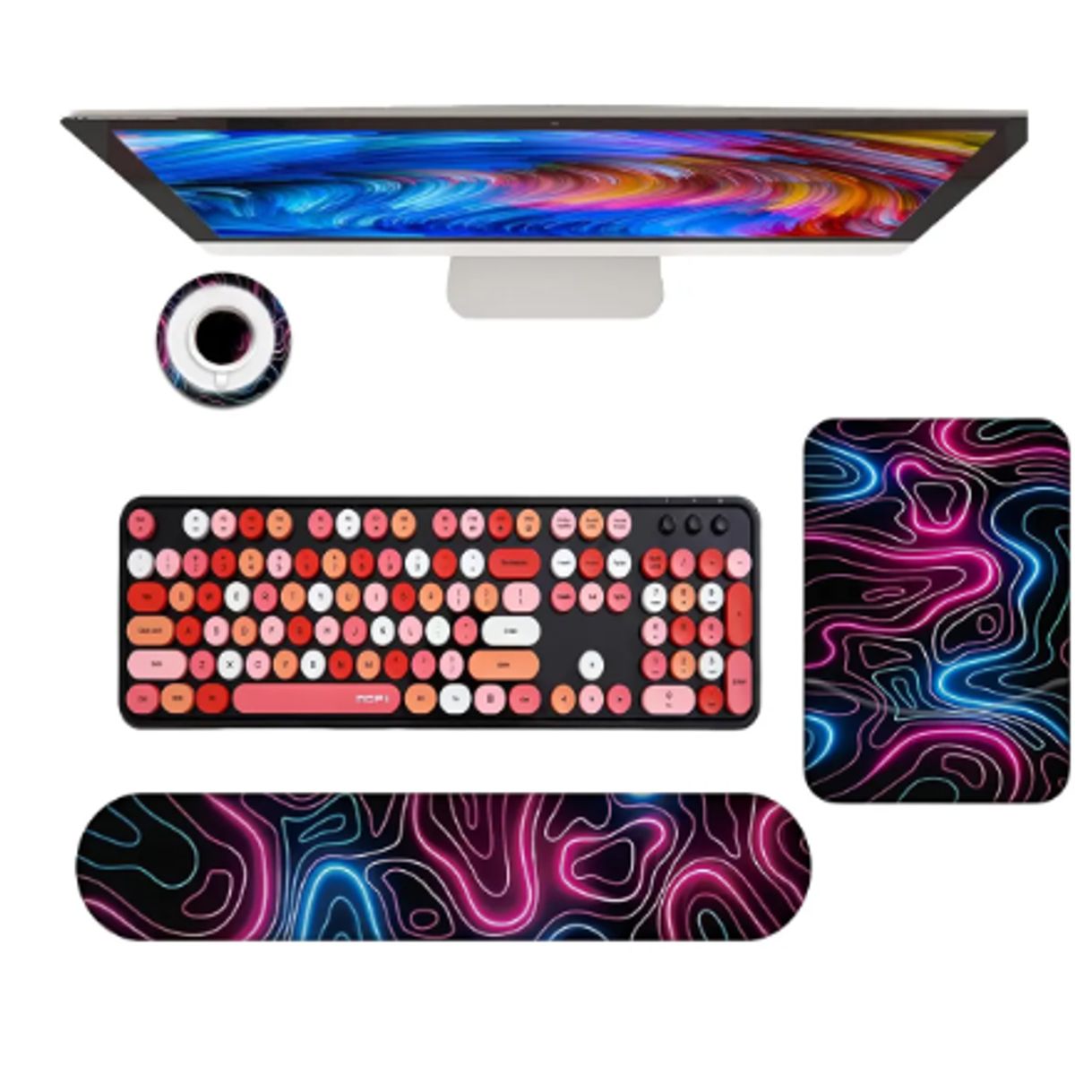 GENERICO - Set 4 Mouse Pad Gamer Grande ,reposamuñecas Teclado Ratón Negro