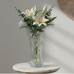 GENERICO - Florero De Vidrio Cristal Tallado Decorativo 30cm Alto