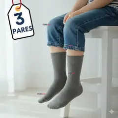 UTILISIMO - Pack 3 Calcetínes Escolares Corto Bambú Gris Niña Niño Juvenil