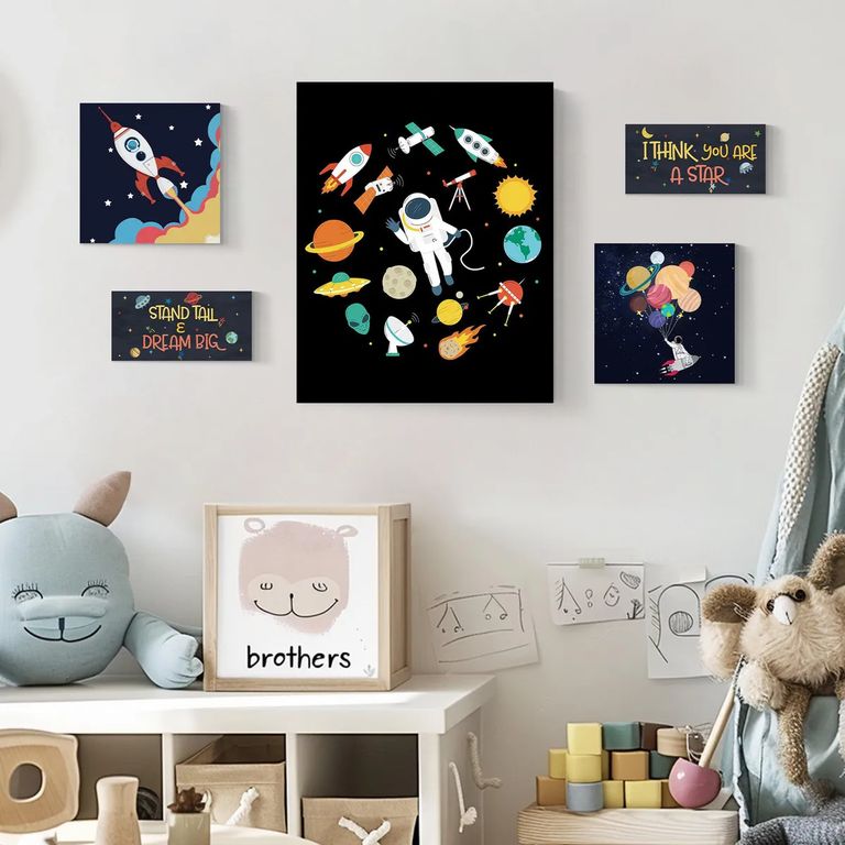 Set de 5 Canvas Decorativos Astronauta 40 X 50 CM