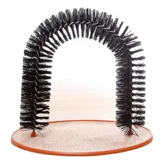 HOOPET - Arco Cepillo Rascador Para Cuerpo Gatos Con Base Alfombrada Negro