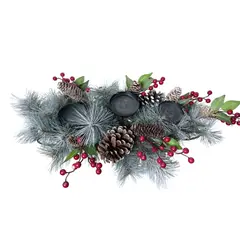 COREL - Centro De Mesa Navideño Pino Y Frutos 57cm Realismo Botánico Hogar