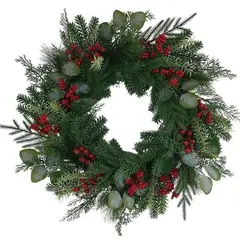 COREL - Corona de Pino Noble Decorada 50cm Realismo Botánico Entrada