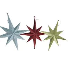 COREL - Estrella Decorativa 8 Puntas Roja 47cm Acabado Metalizado Premium Hogar