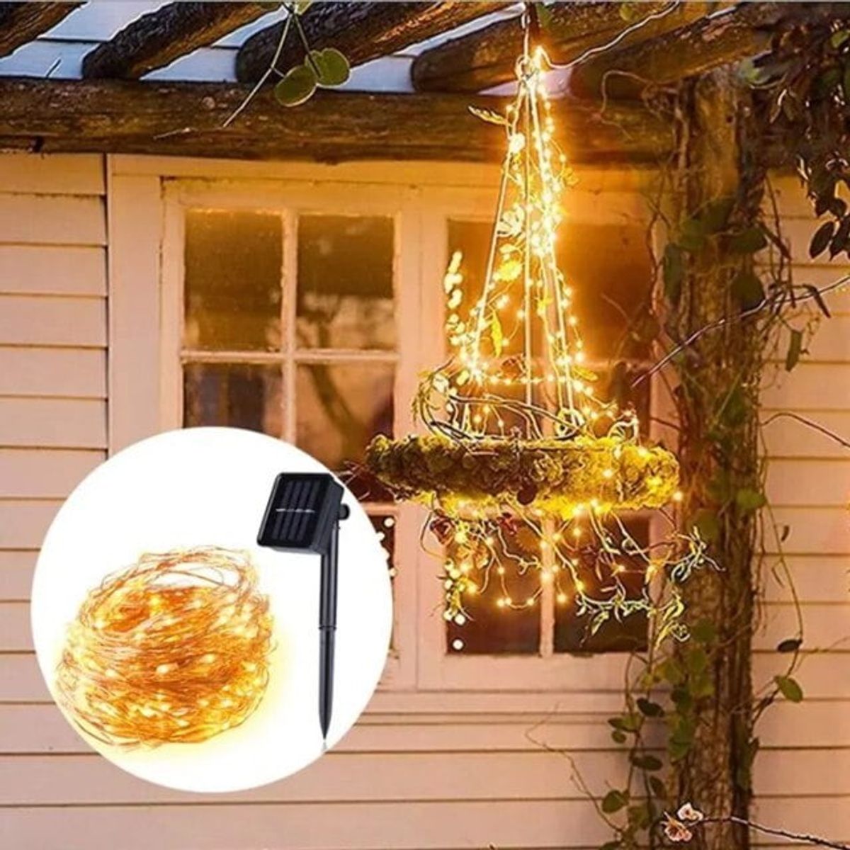 COREL - Guirnalda LED Cálida Solar 10 m  Iluminación Decorativa Premium
