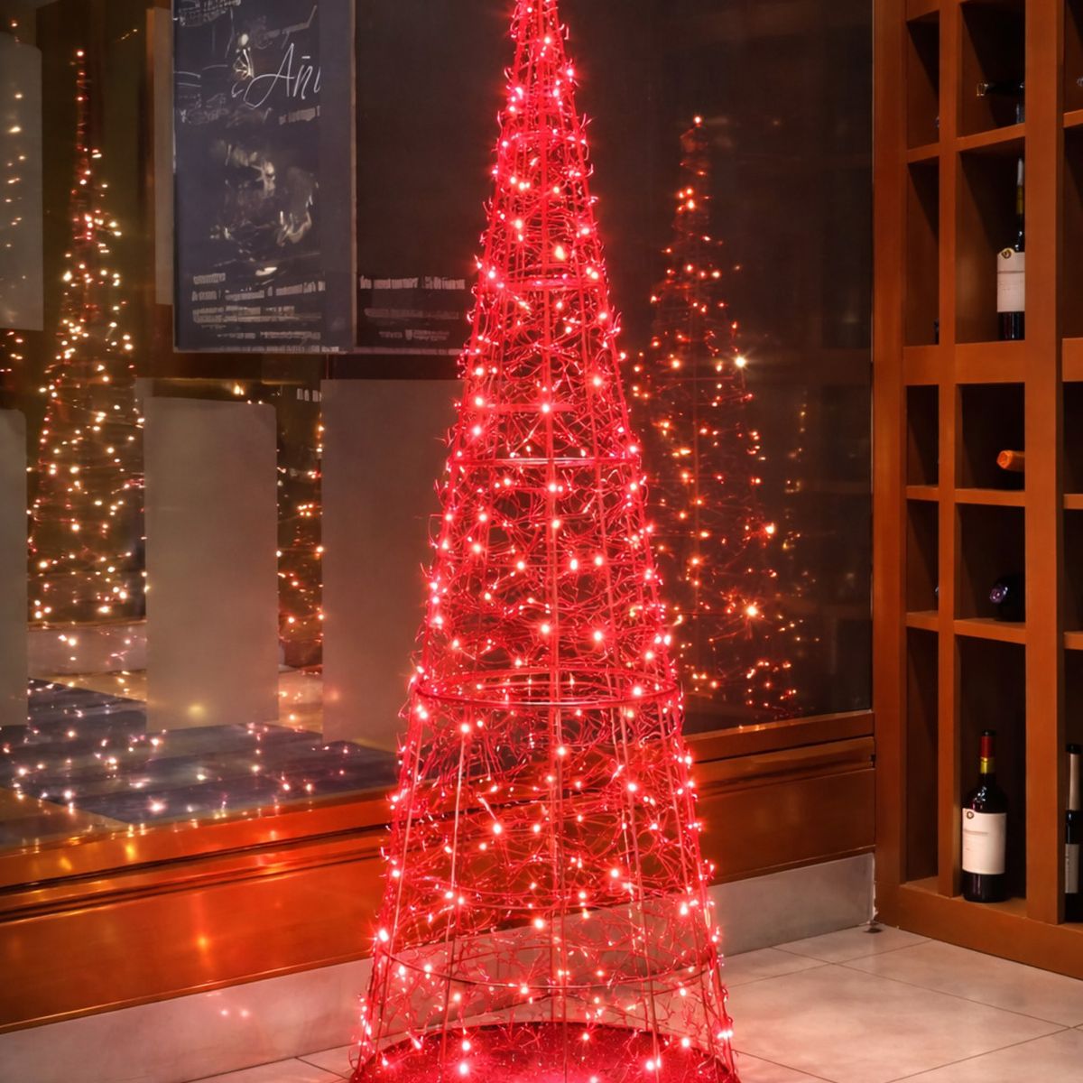 COREL - Pino LED Alambre Artístico Rojo 180cm Silueta Premium Interior