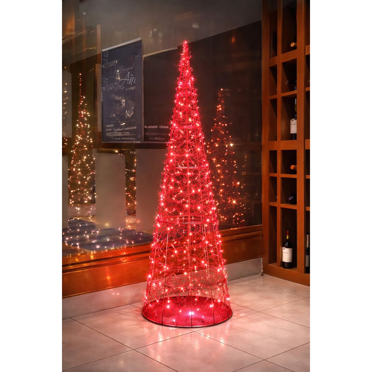 COREL - Pino LED Alambre Artístico Rojo 180cm Silueta Premium Interior