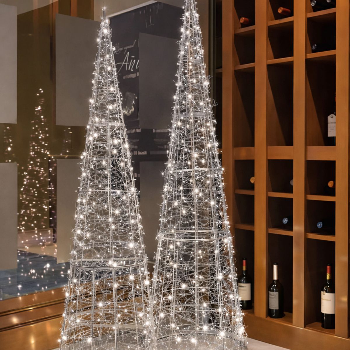 COREL - Pino LED Alambre Plateado Vanguardia 140cm Diseño Premium Interior