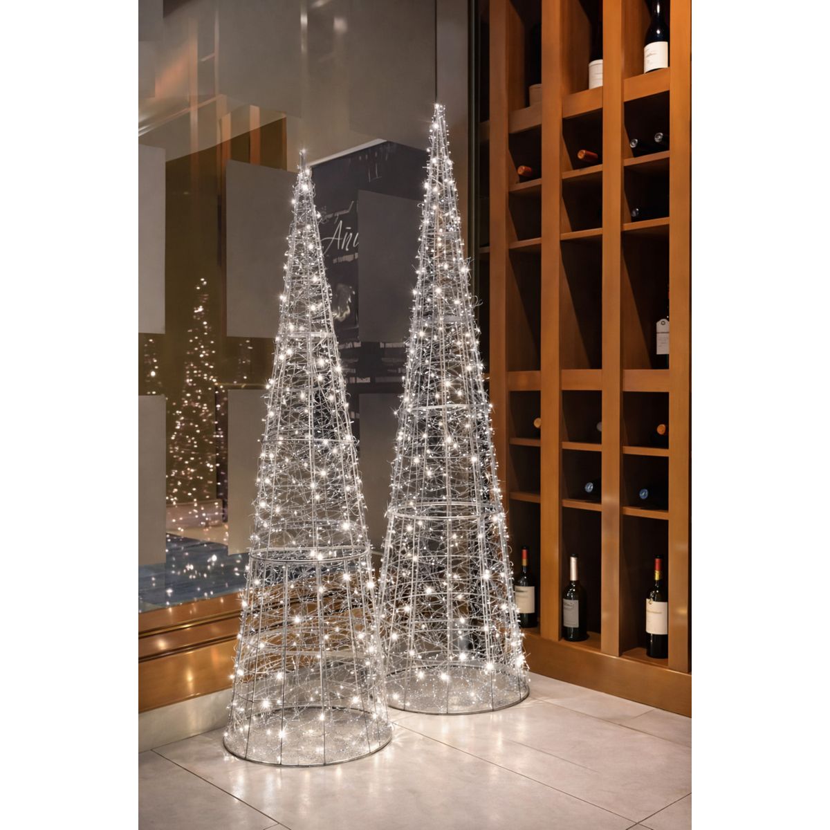 COREL - Pino LED Alambre Plateado Vanguardia 140cm Diseño Premium Interior