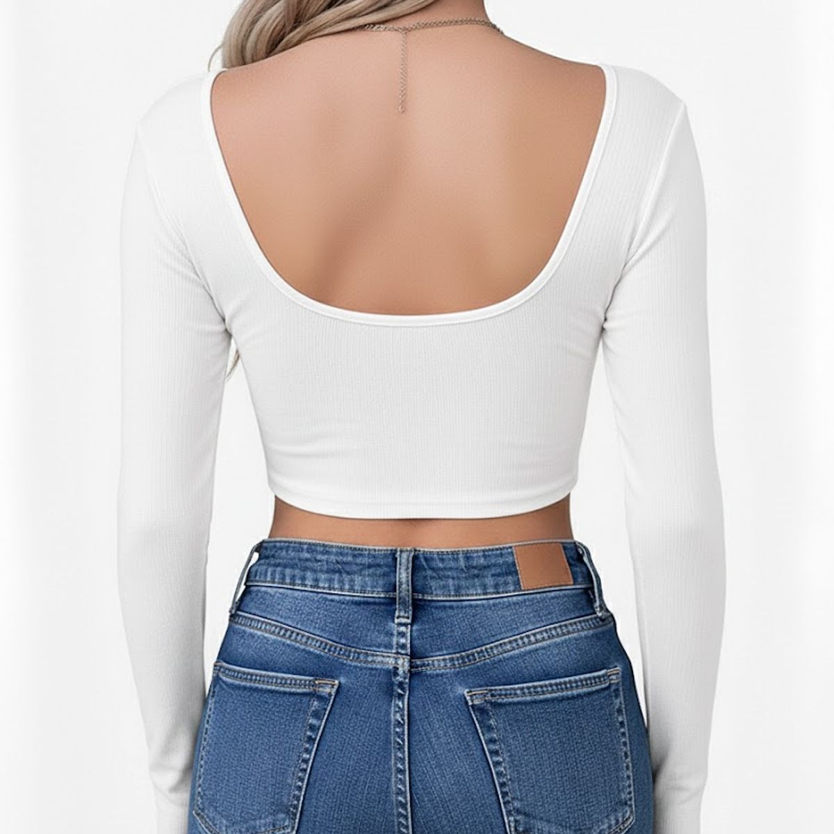 GARSIL - Crop Top Con Escote Para Mujer De Manga Larga - Broches Corazon