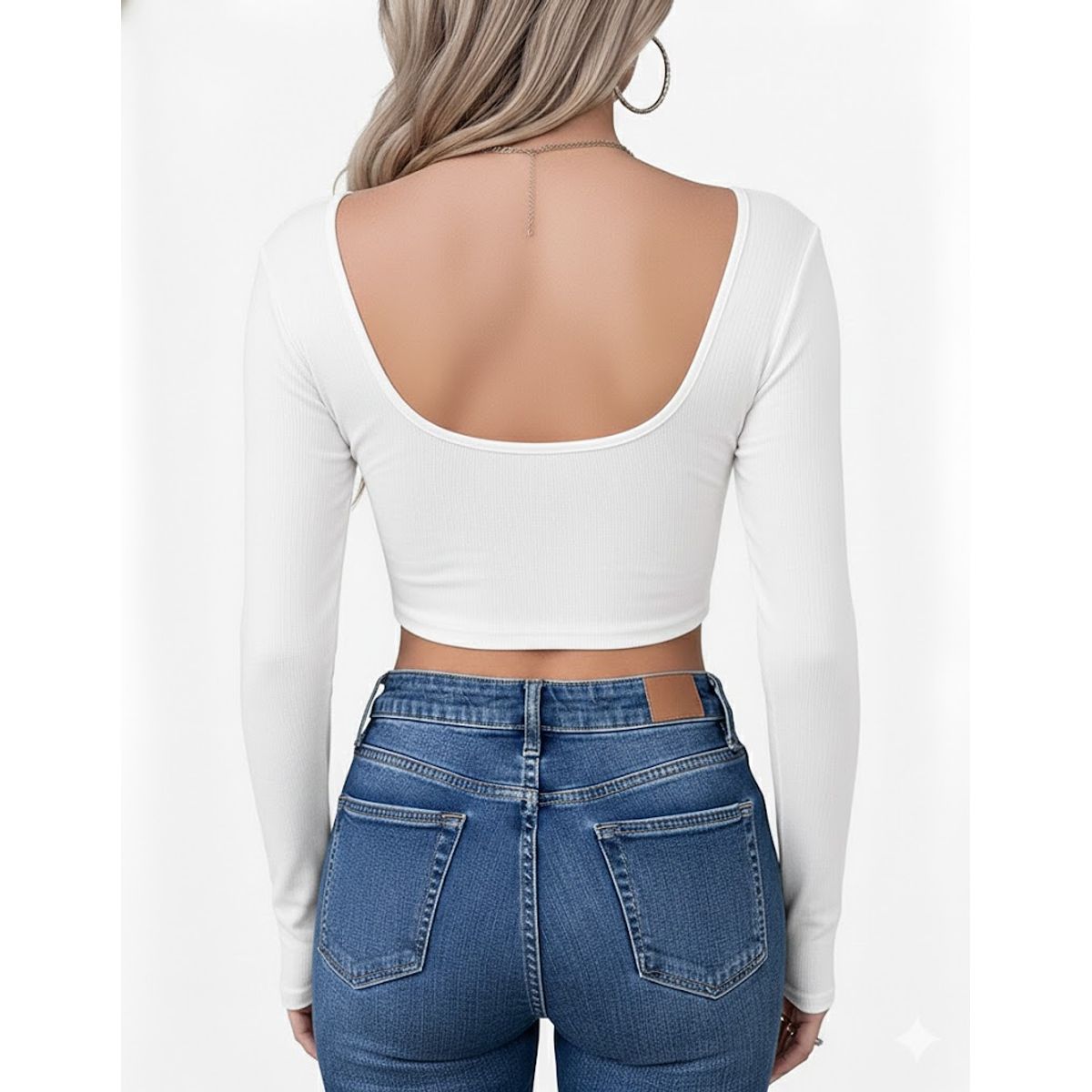 GARSIL - Crop Top Con Escote Para Mujer De Manga Larga - Broches Corazon