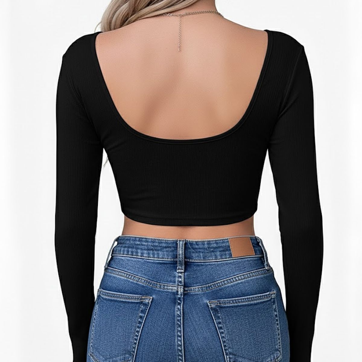 GARSIL - Crop Top Con Escote Para Mujer De Manga Larga - Broches Corazon