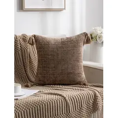 GENERICO - PACK DE 4 FUNDAS PARA COJIN CHELINE CON BORLAS 30x50