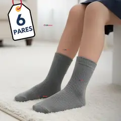 UTILISIMO - Pack 6 Calcetínes Escolares Corto Bambú Gris Niña y Niño