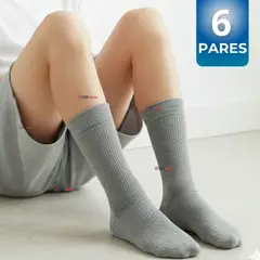 UTILISIMO - Pack 6 Calcetínes Escolares Corto Bambú Gris Niña Niño Juvenil