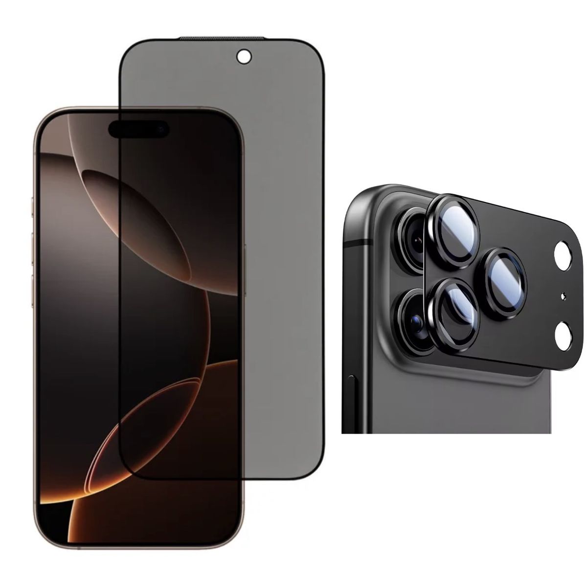 GENERICO - Lamina de Vidrio Anti Espía Para iPhone 17 Pro + Cámara Aluminio
