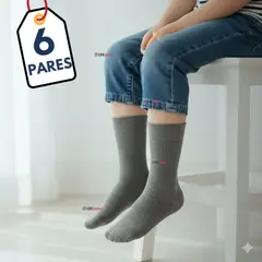 UTILISIMO - Pack 6 Calcetínes Escolares Corto Bambú Gris Niña Niño Juvenil