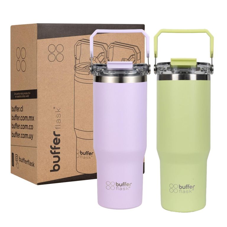BUFFER FLASK Vaso Termico Set x2 Mug Botella Agua Buffer Acero ...