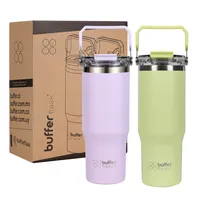 Vaso Termico Set x2 Mug Botella Agua Buffer Acero Inoxidable - Verde