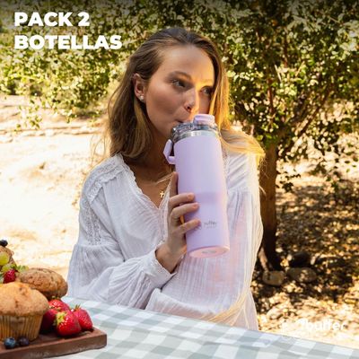 Imagen 2 del producto Vaso Termico Set x2 Mug Botella Agua Buffer Acero Inoxidable - Verde