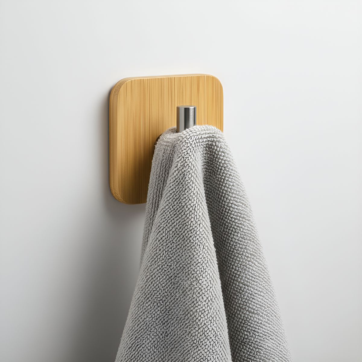 GENERICO - Colgador Pared Bambu Acero Inoxidable Adhesivo Elegante Fuer