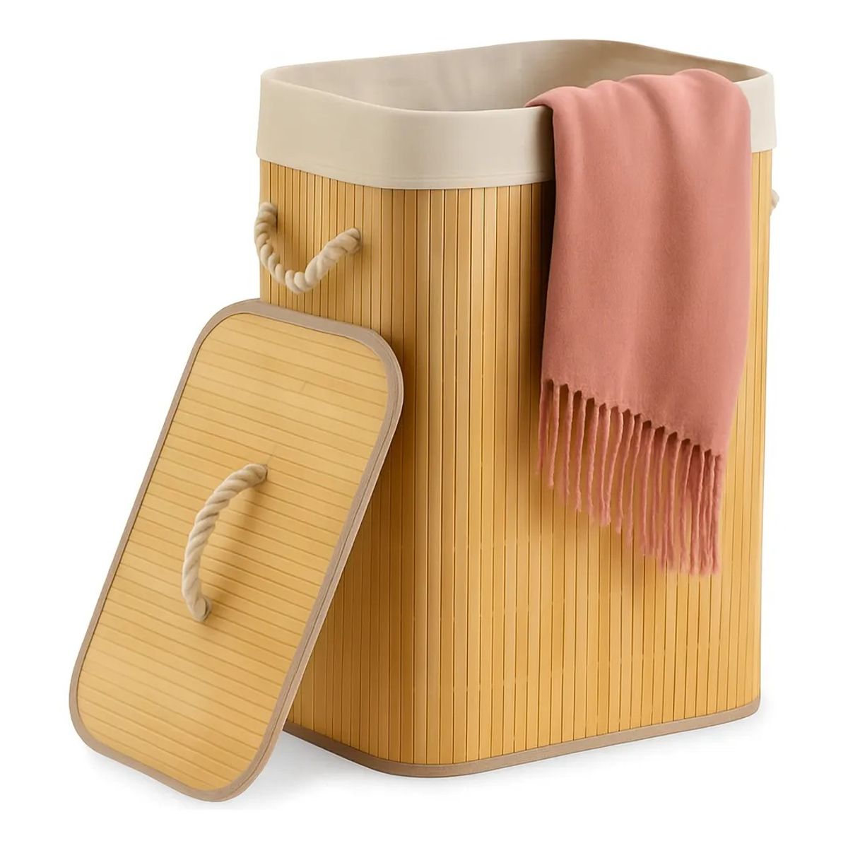 GENERICO - Cesto Ropa Bambu Tapa Resistente Organizador Hogar 30x40x50