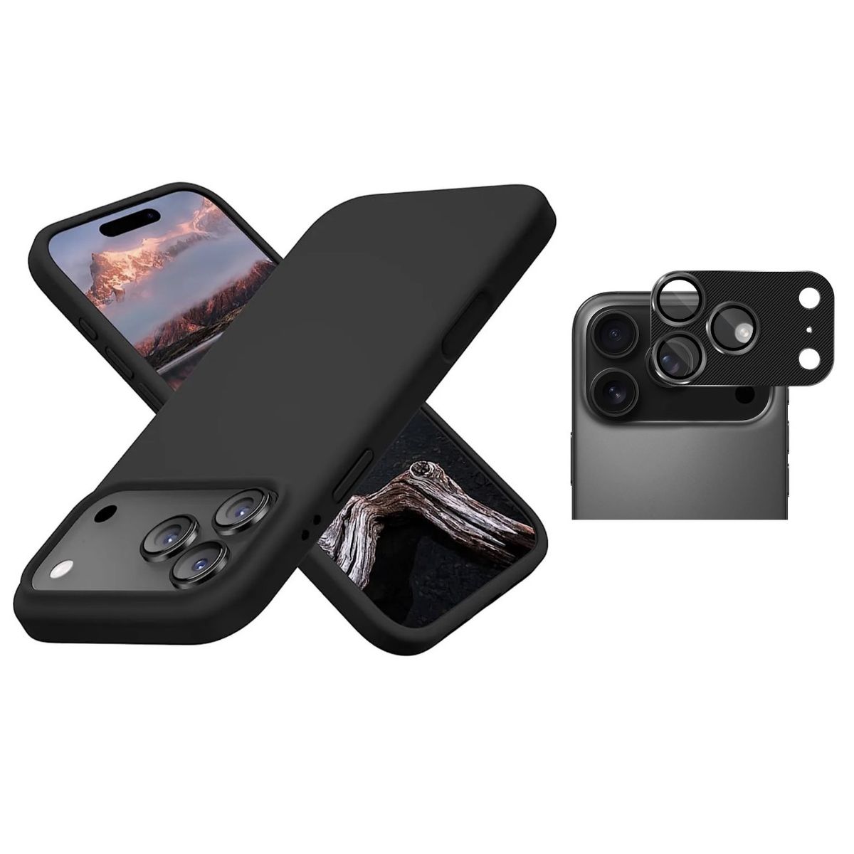 GENERICO - Carcasa Silicona Para IPhone 17 Pro +Cámara Aluminio - Negro