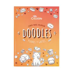 CREATIVE - Libro Colorear Doodles Perro Gatos 50 Diseños