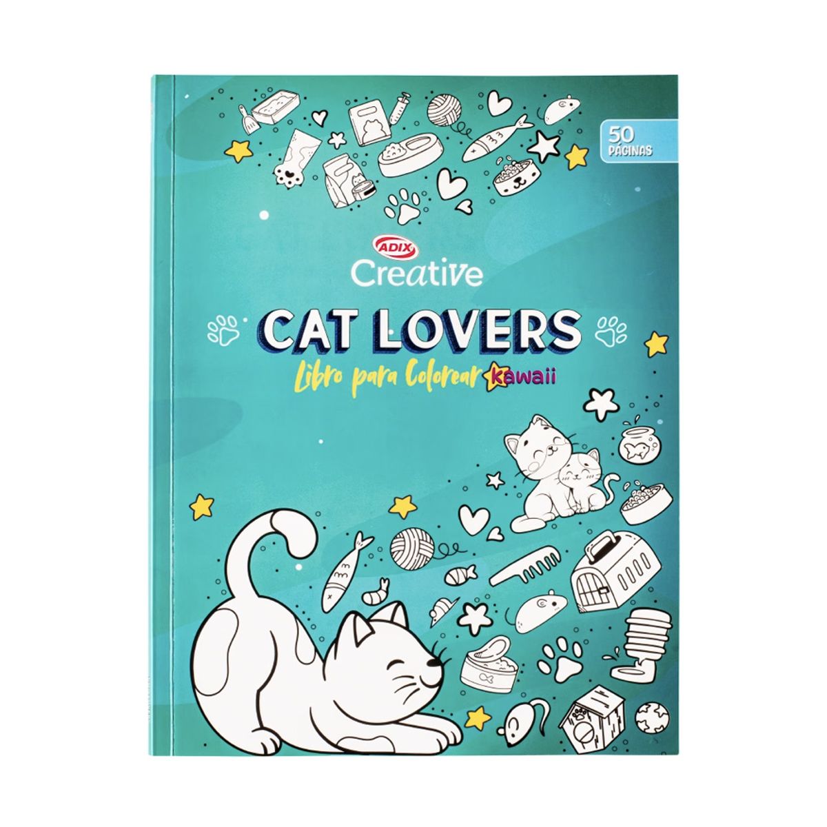 CREATIVE - Libro Colorear Cat Lover Kawai 50 Diseños Creative