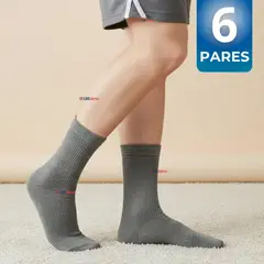 UTILISIMO - Pack 6 Calcetínes Escolares Corto Acrilico Gris Niña Niño Juvenil