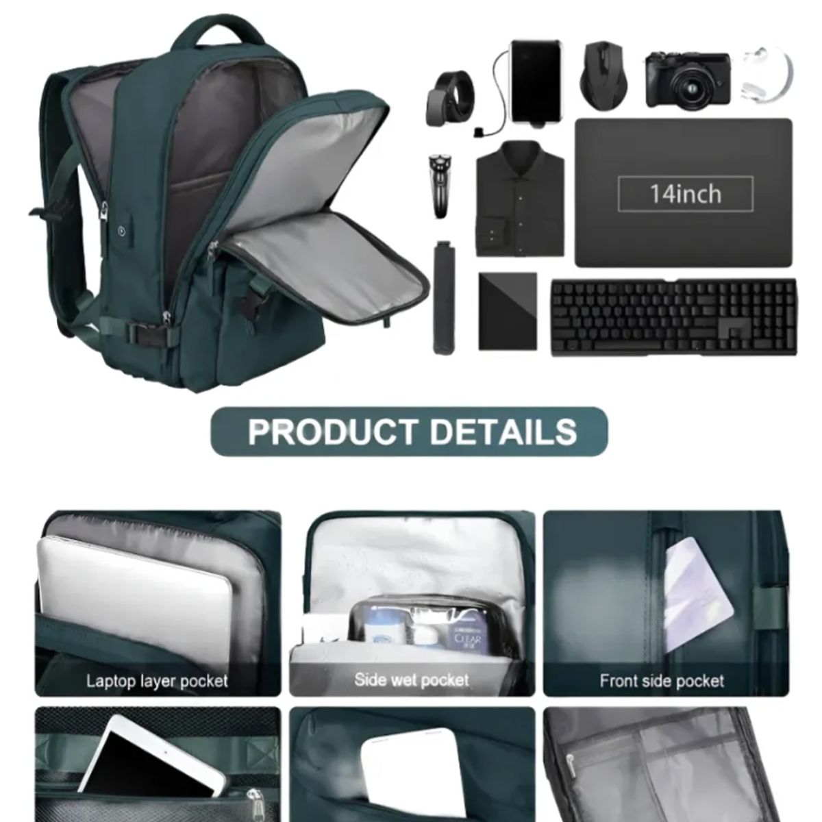 MOMO - Mochila De Viaje Avión Balistica  Aprobado Gran Capacidad  Diseño De La Tela Lisa