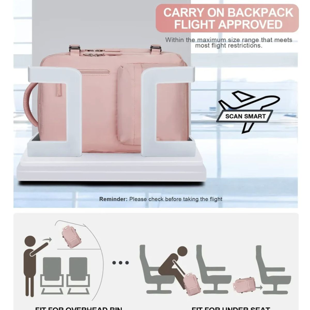 MOMO - Mochila De Viaje Avión Balistica  Aprobado Gran Capacidad  Diseño De La Tela Lisa