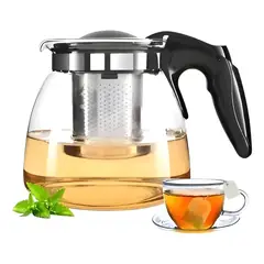 GENERICO - Etera De Vidrio Con Infusor De Acero Inoxidable 900ml Negro