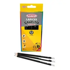 ARTEL - Pack 4 Estuches 12 lápices Grafito 2HB Hexagonal