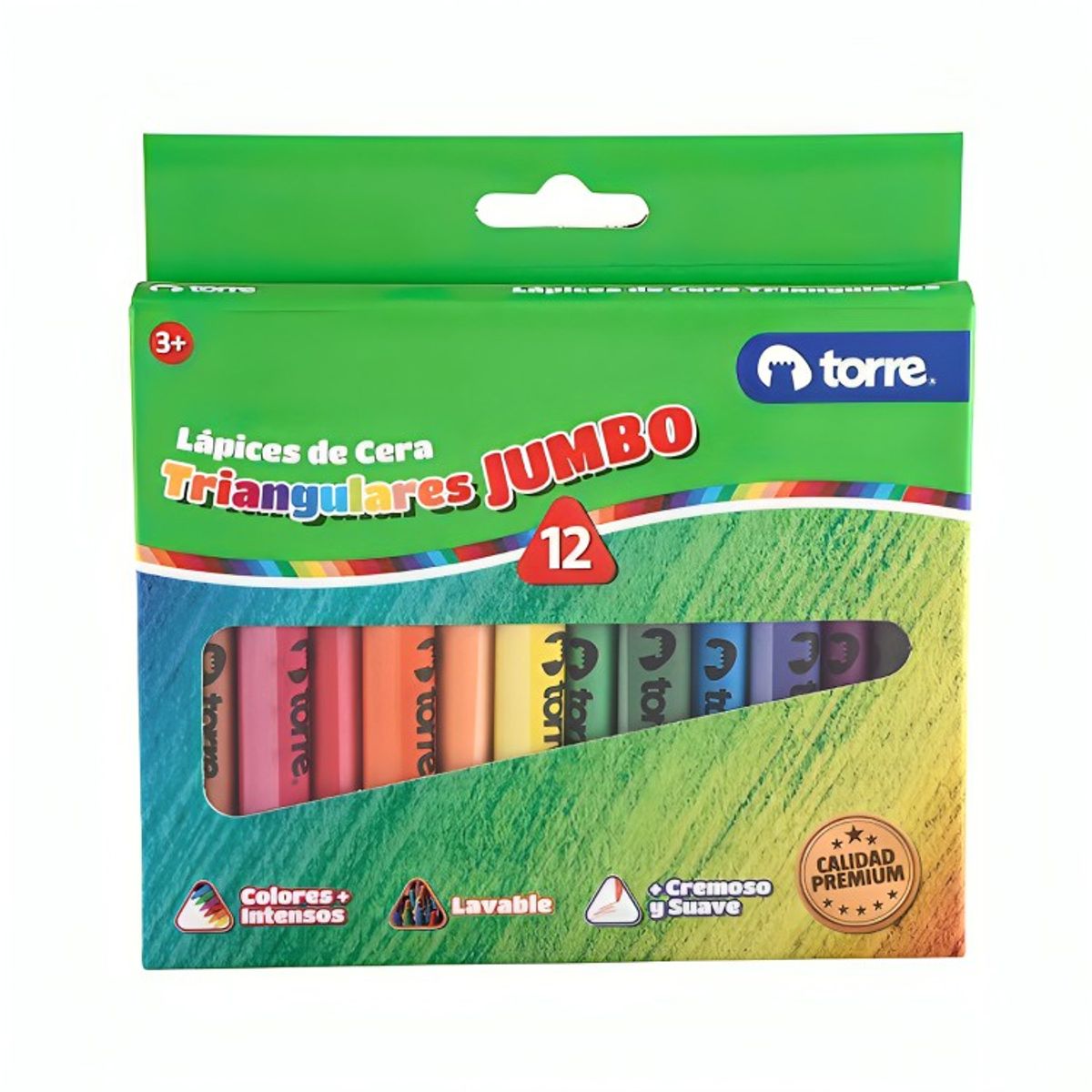 TORRE - Pack 4 Lápices Cera 12 Colores Triangular