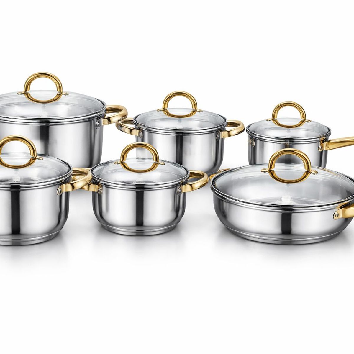 GENERICO - Batería De Cocina Engelberg Acero Inoxidable Con 12 Piezas Plateado