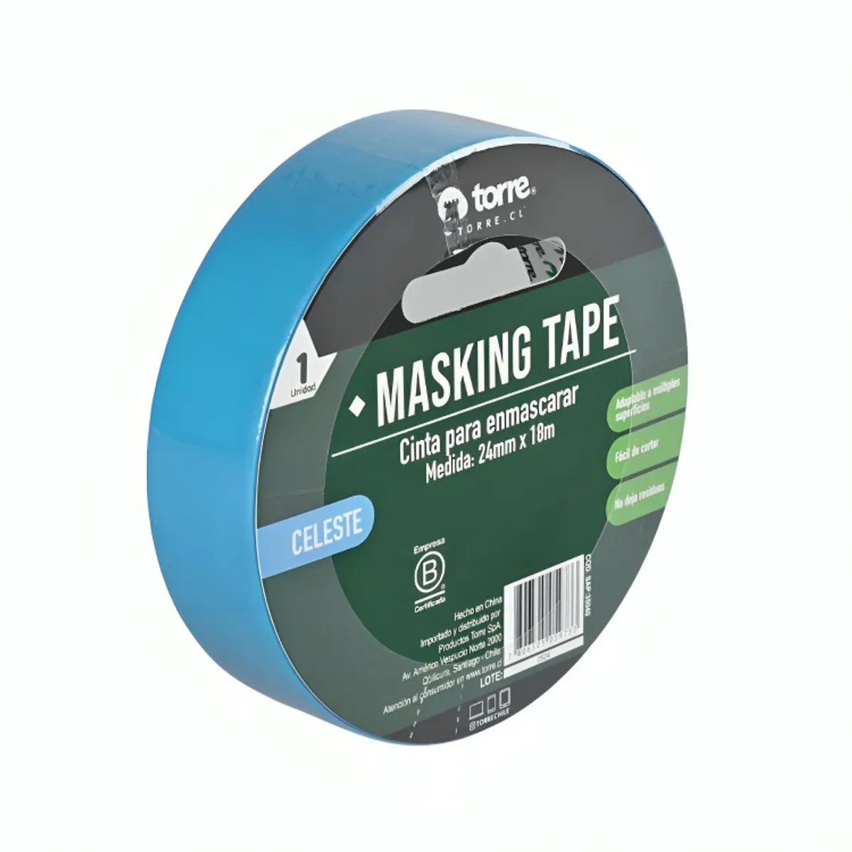 TORRE - Pack 3 Cinta Masking Celeste 24mm x18m  Torre